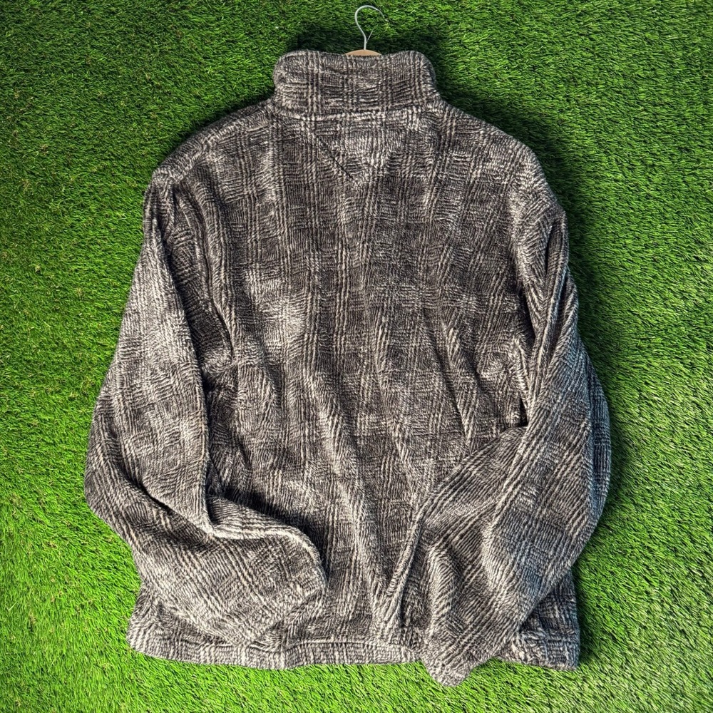 Tommy Hilfiger Golf Mens Large Vintage Plaid Fleece Quarter Zip Pullover Gray - Picture 3 of 5